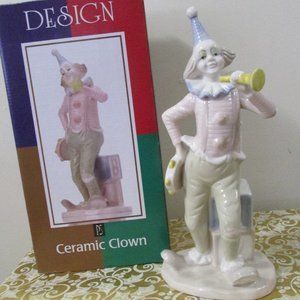 Vintage Paul Sebastian 12"  Cerami Porcelain Clown Figurine Excellent new